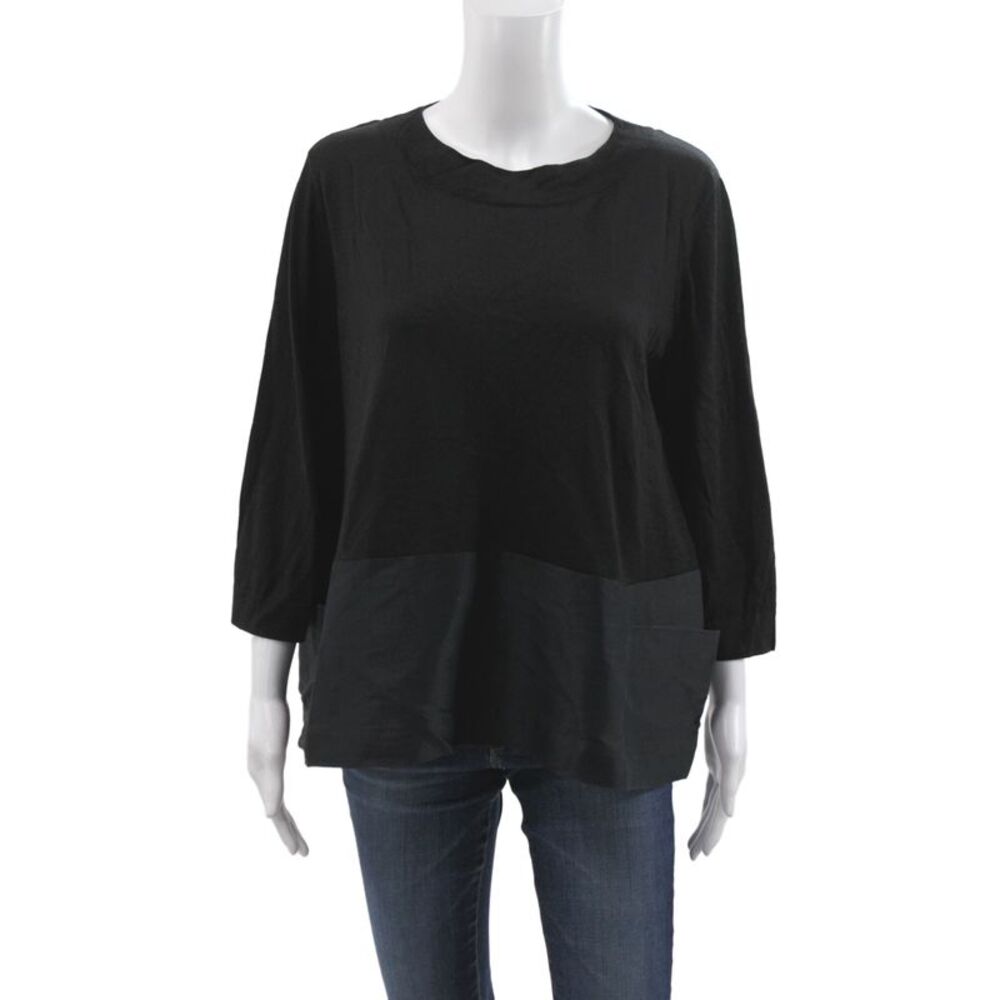 COS Womens Pullover Sweater Black Wool 3/4 Sleeve Size L